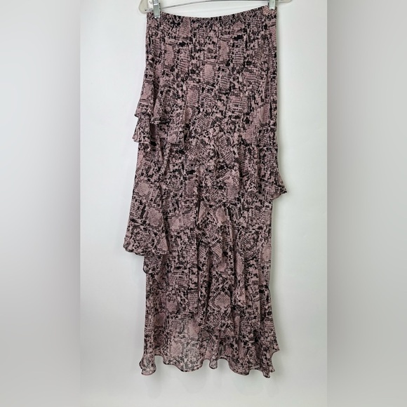 Misa Snake Print Ruffled Maxi Skirt With Slit - Picture 4 of 9